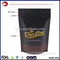 custom design printing matt black coffee bag with mini zip lock